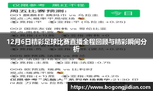 12月6日精彩足球比赛直播全程回顾与精彩瞬间分析